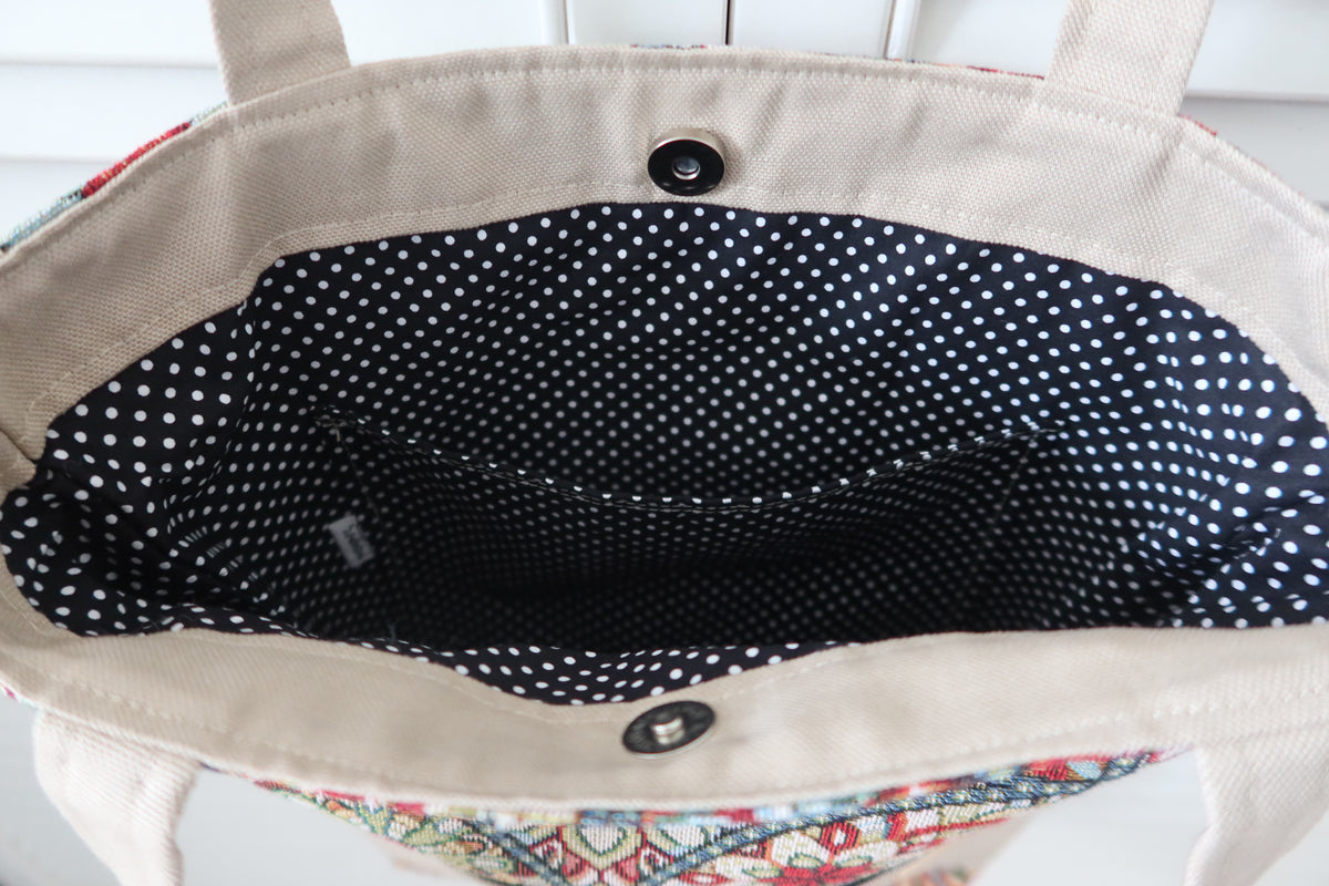 Heritage Mosaic Tote Bag | Handmade Tapestry & Canvas Bag