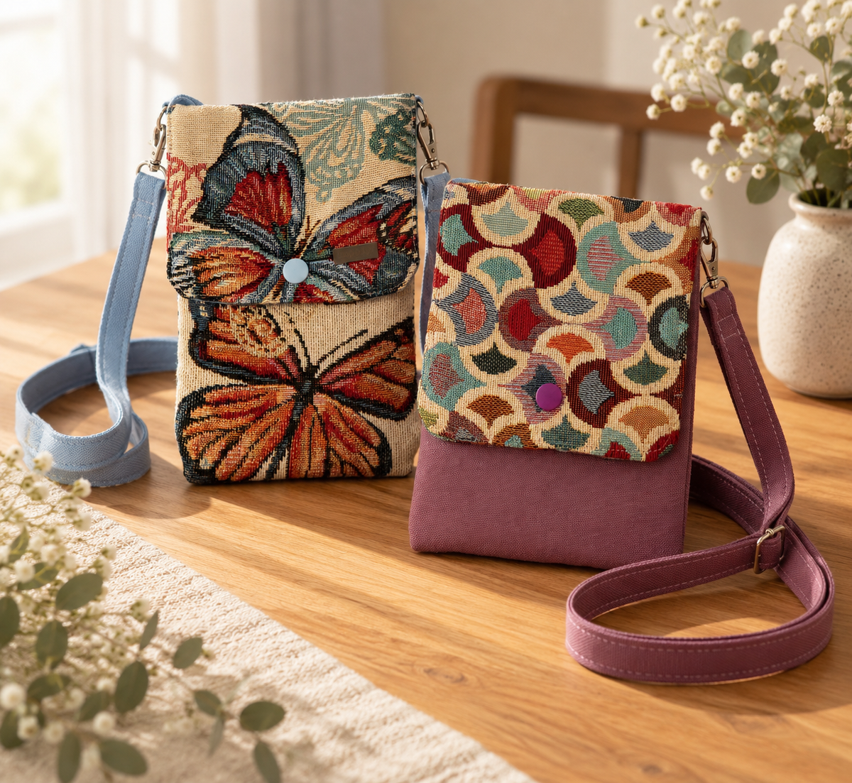 Handmade Gobelin Fabric Mobile Sling Bag