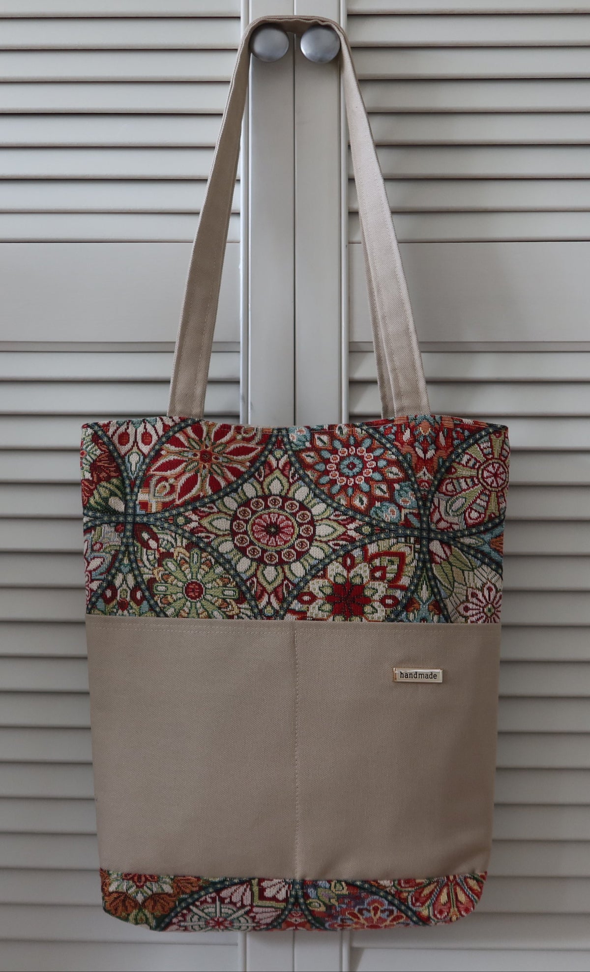 Heritage Mosaic Tote Bag | Handmade Tapestry & Canvas Bag