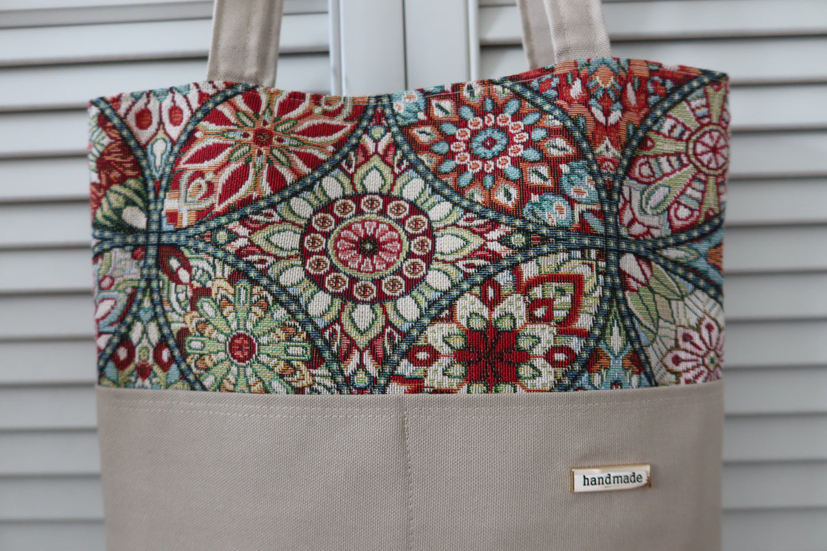 Heritage Mosaic Tote Bag | Handmade Tapestry & Canvas Bag