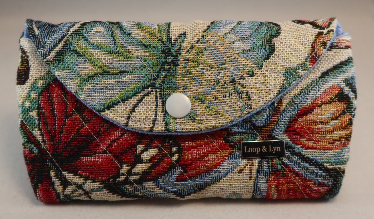 Handmade Tapestry Eyeglasses Pouch – Vintage Butterfly & Abstract Design