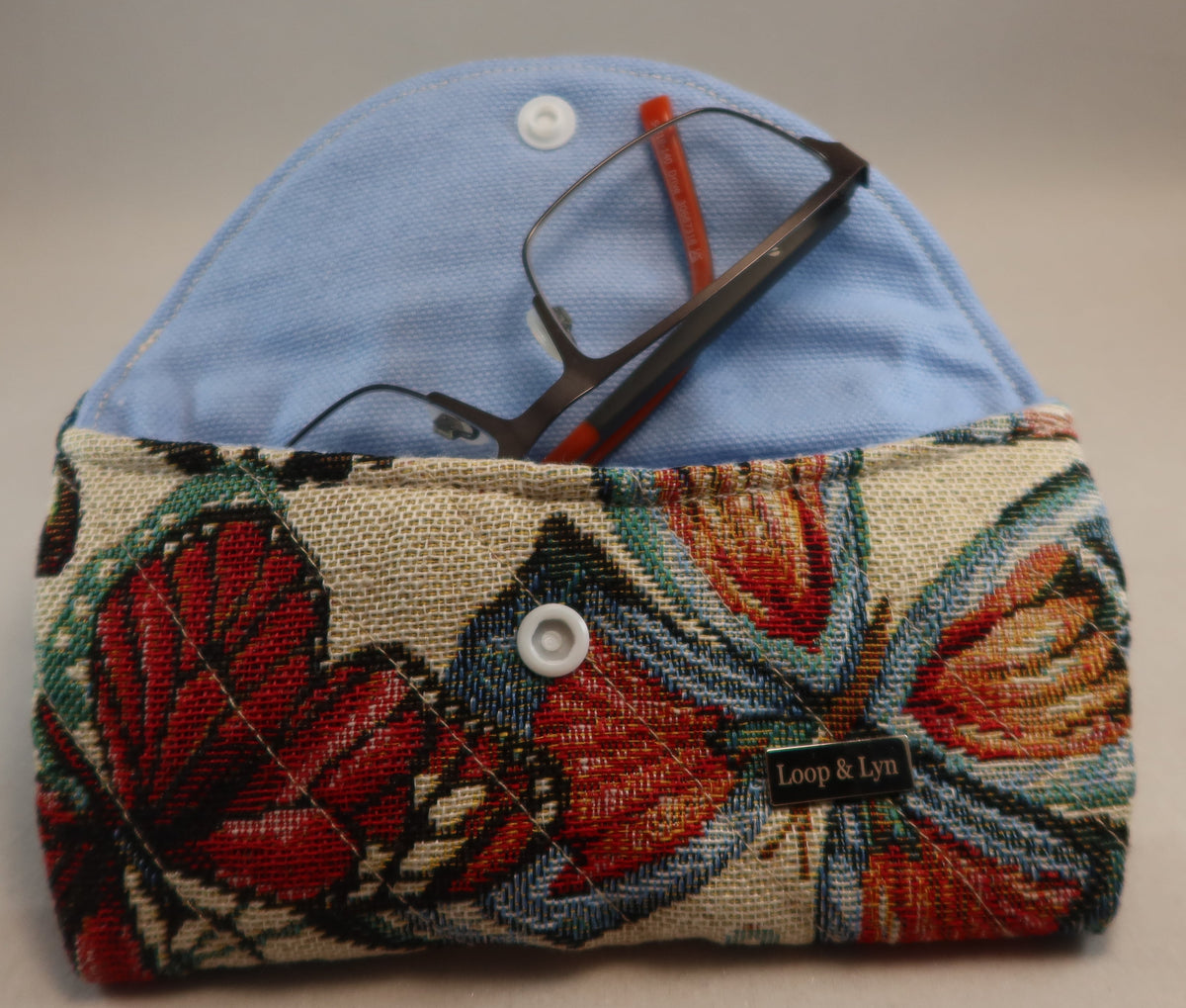 Handmade Tapestry Eyeglasses Pouch – Vintage Butterfly & Abstract Design