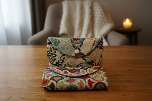 Handmade Tapestry Eyeglasses Pouch – Vintage Butterfly & Abstract Design